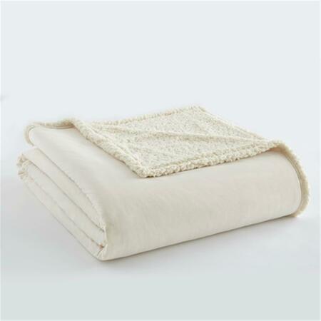 SHAVEL Micro Flannel to Ivory Sherpa King Size Blanket MFNSHBKKGIVO